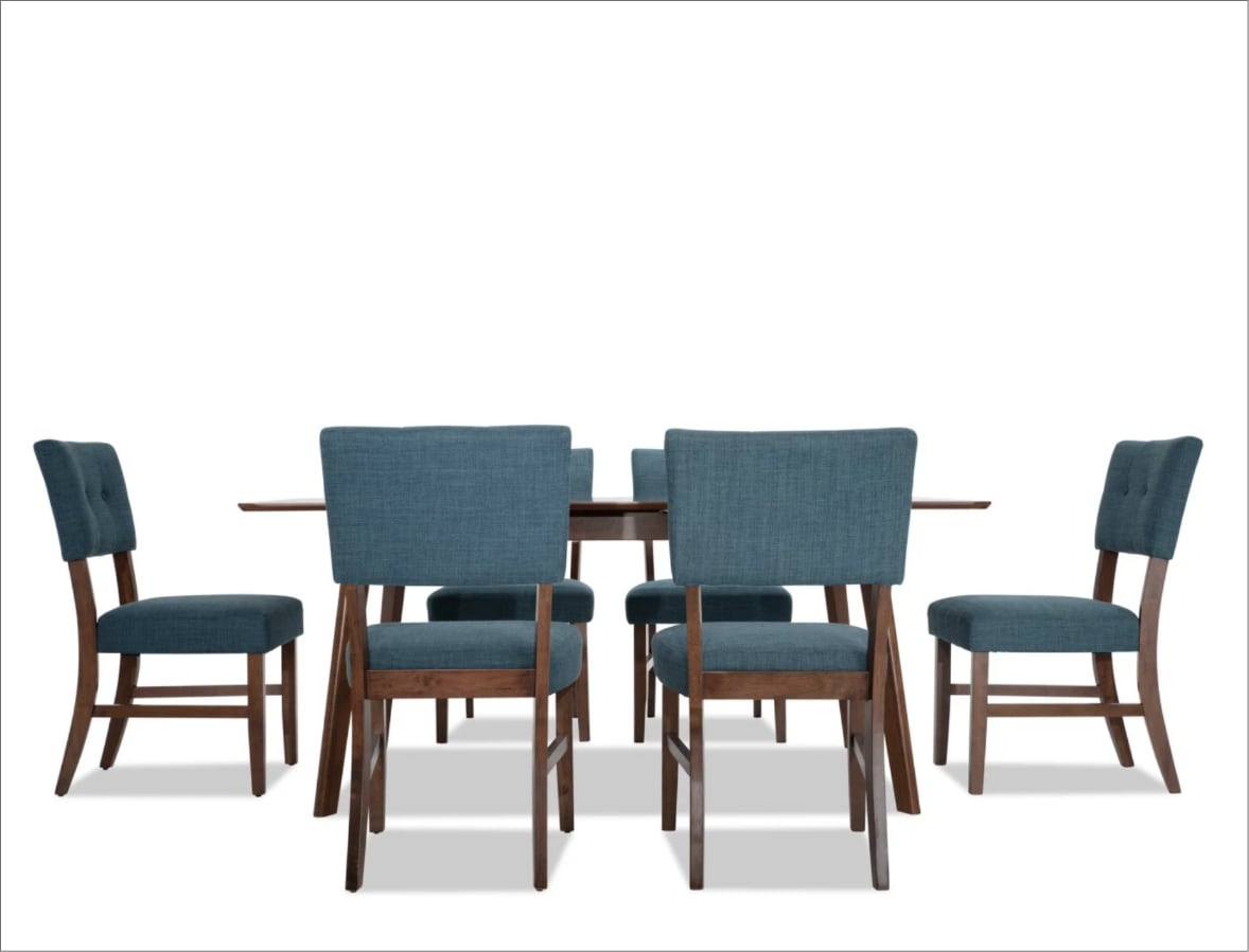 Teal and brown 7 piece dining set
