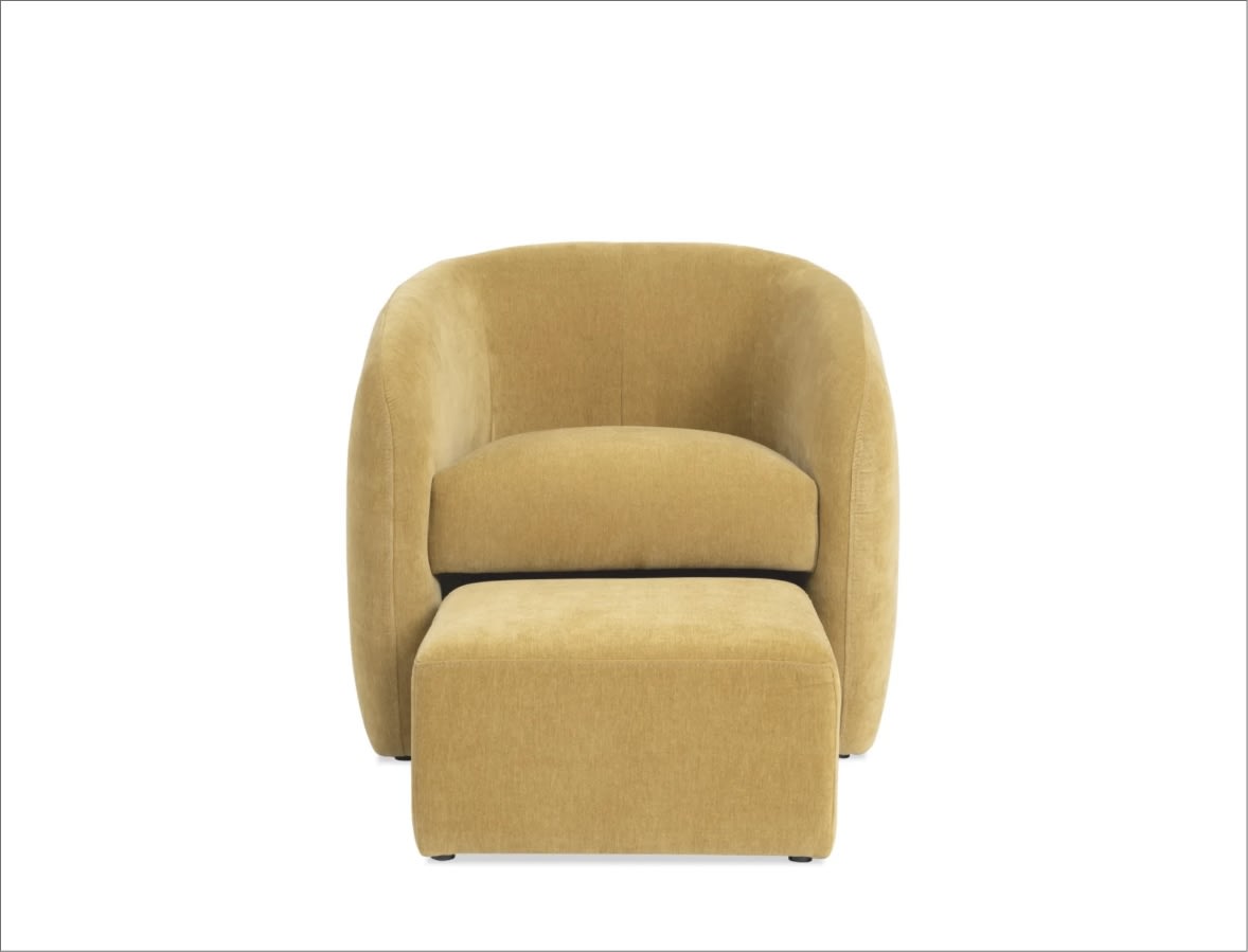 Yellow accent chair and ottoman