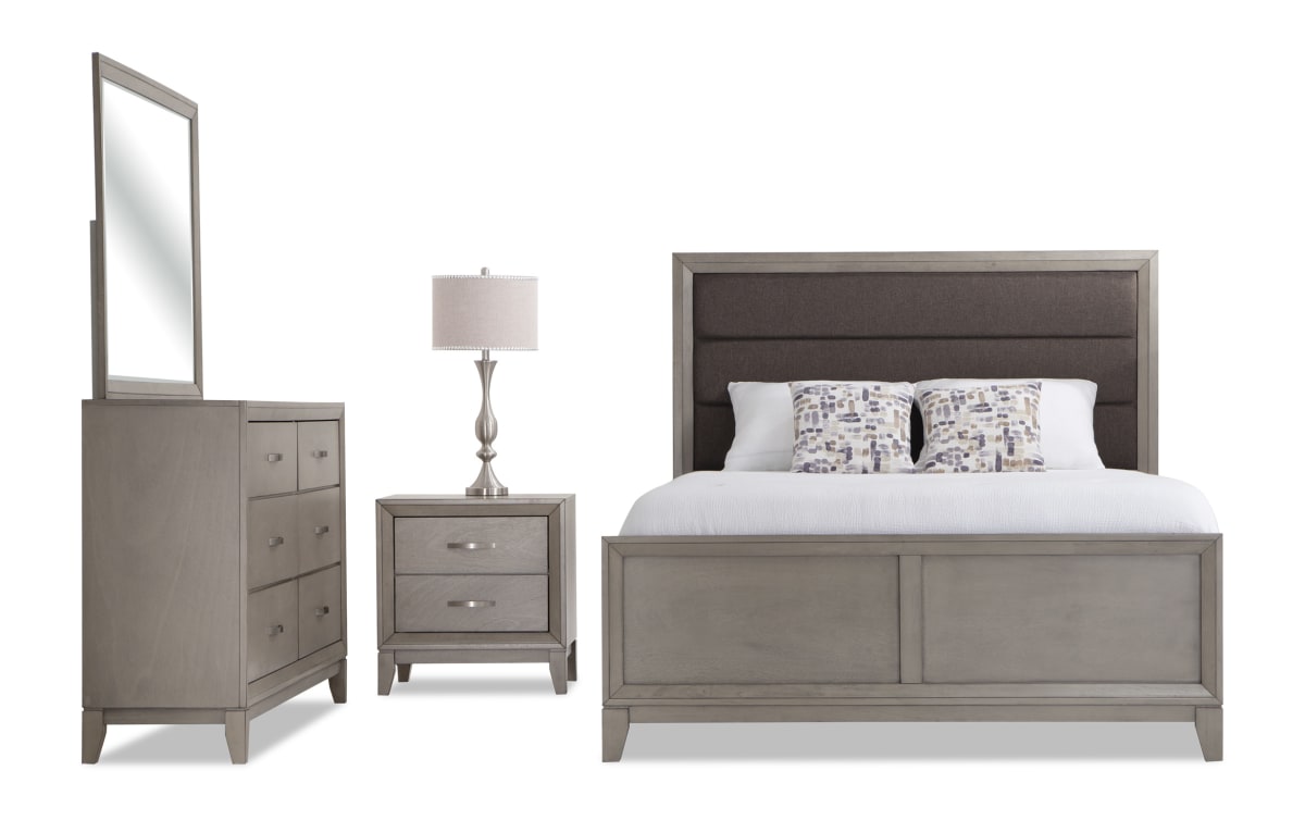 Tremont 4 Piece Queen Gray Panel Bedroom Set | Bob's Discount