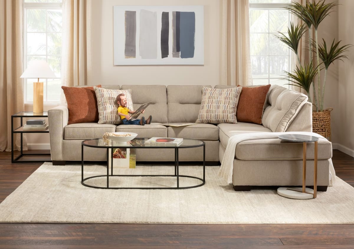 Slate 2 piece chaise sectional with 4 accent pillows