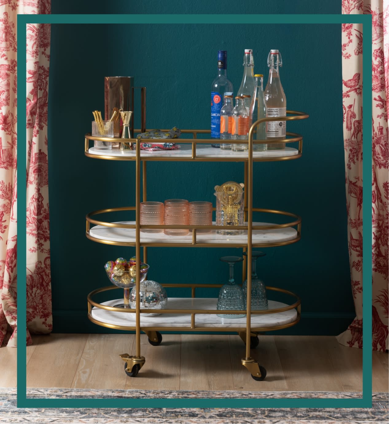 marble & gold bar cart