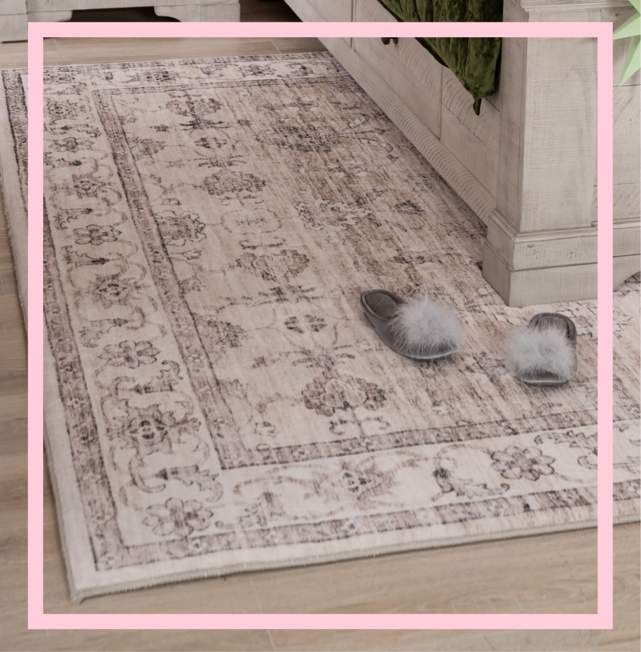 beige and gray vintage rug