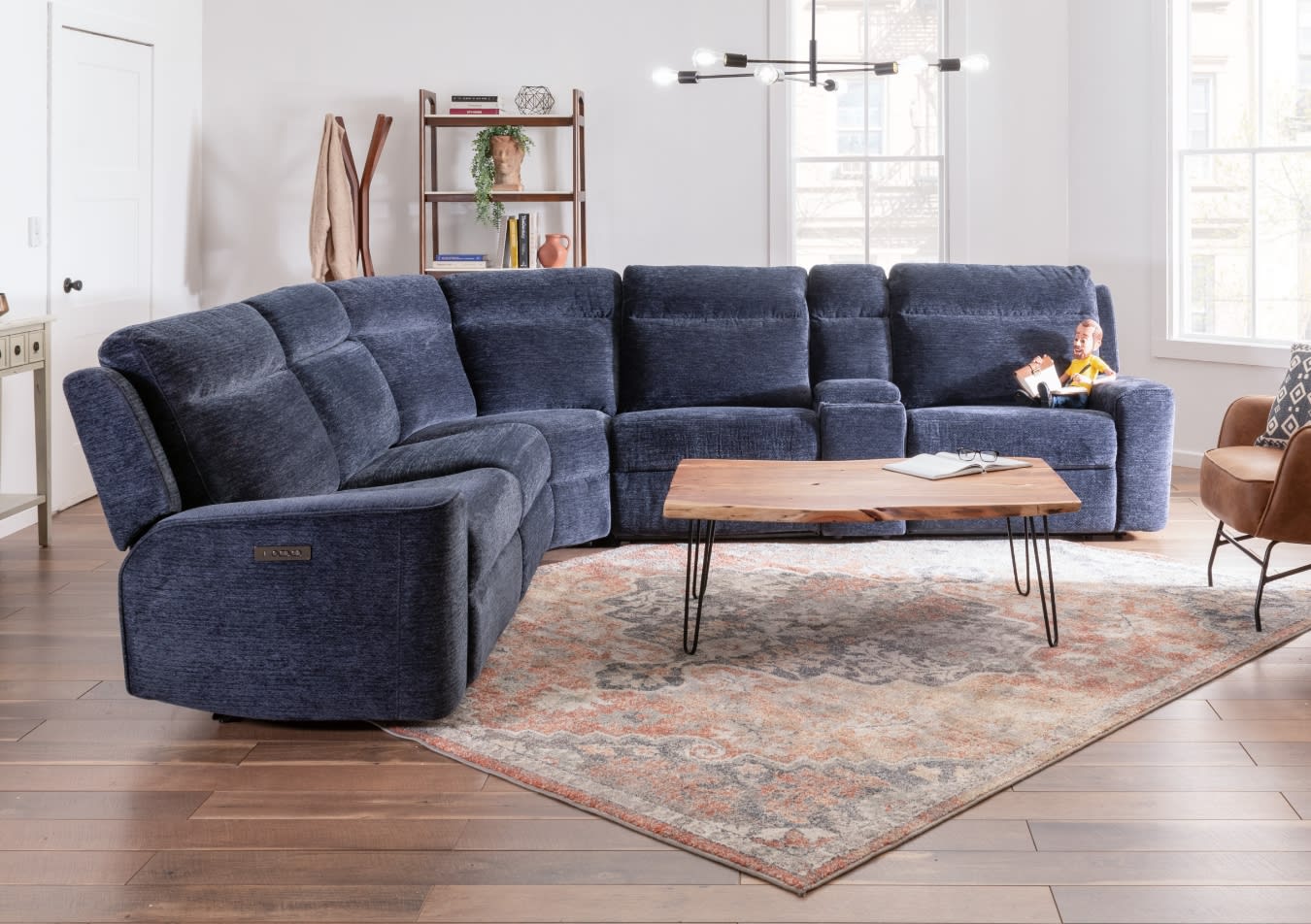 Navy 6 piece power reclining sectional