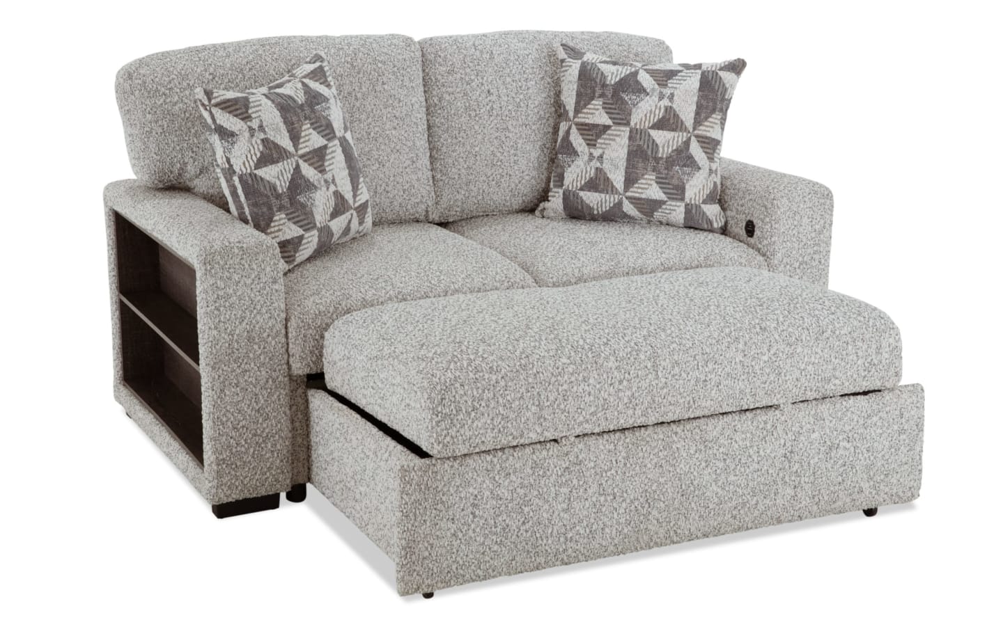 Sidekick Gray 68'' Full Pop-Up Sleeper Loveseat with USB