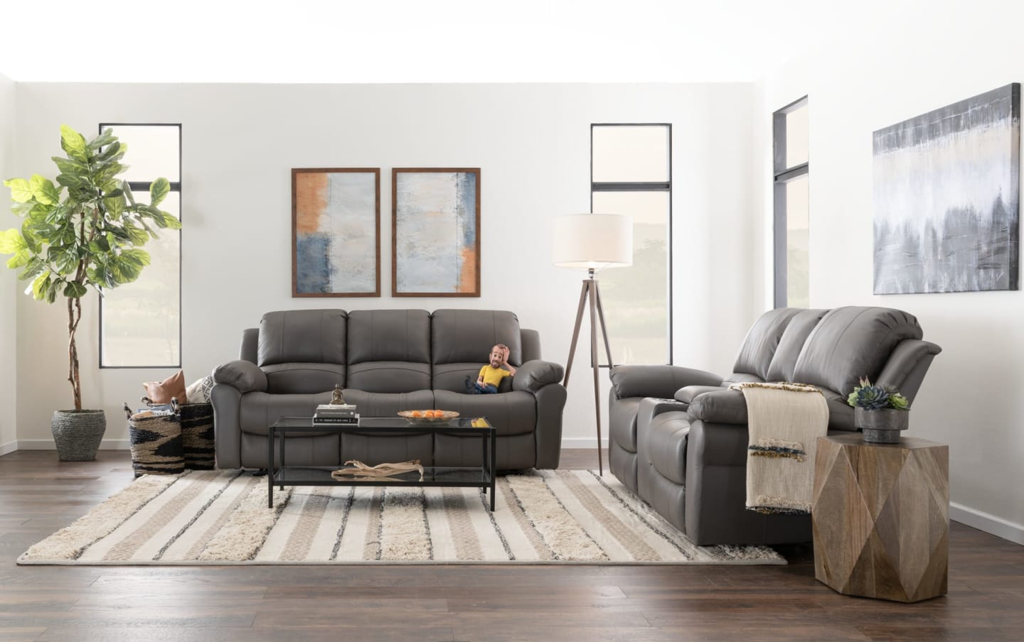 Storm Aqua Leather 85''Manual Gliding Sofa & Recliner Storm Aqua Leather 85''Manual Gliding Sofa & Recliner