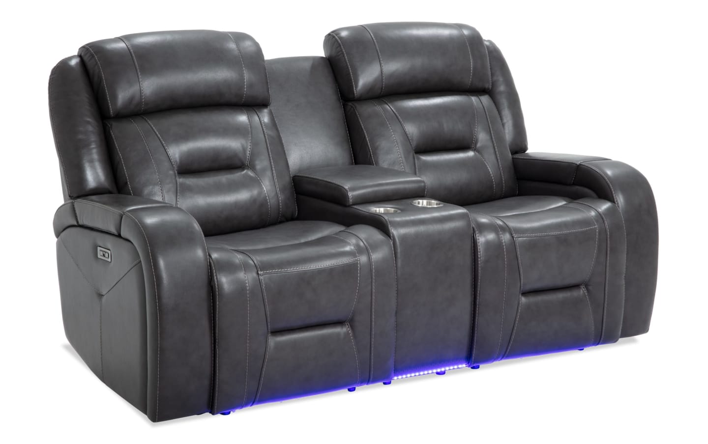 ★MIDNIGHT MOVE★ set 89 t dark grey Galaxy Gray Leather 74'' Power Reclining Console Loveseat