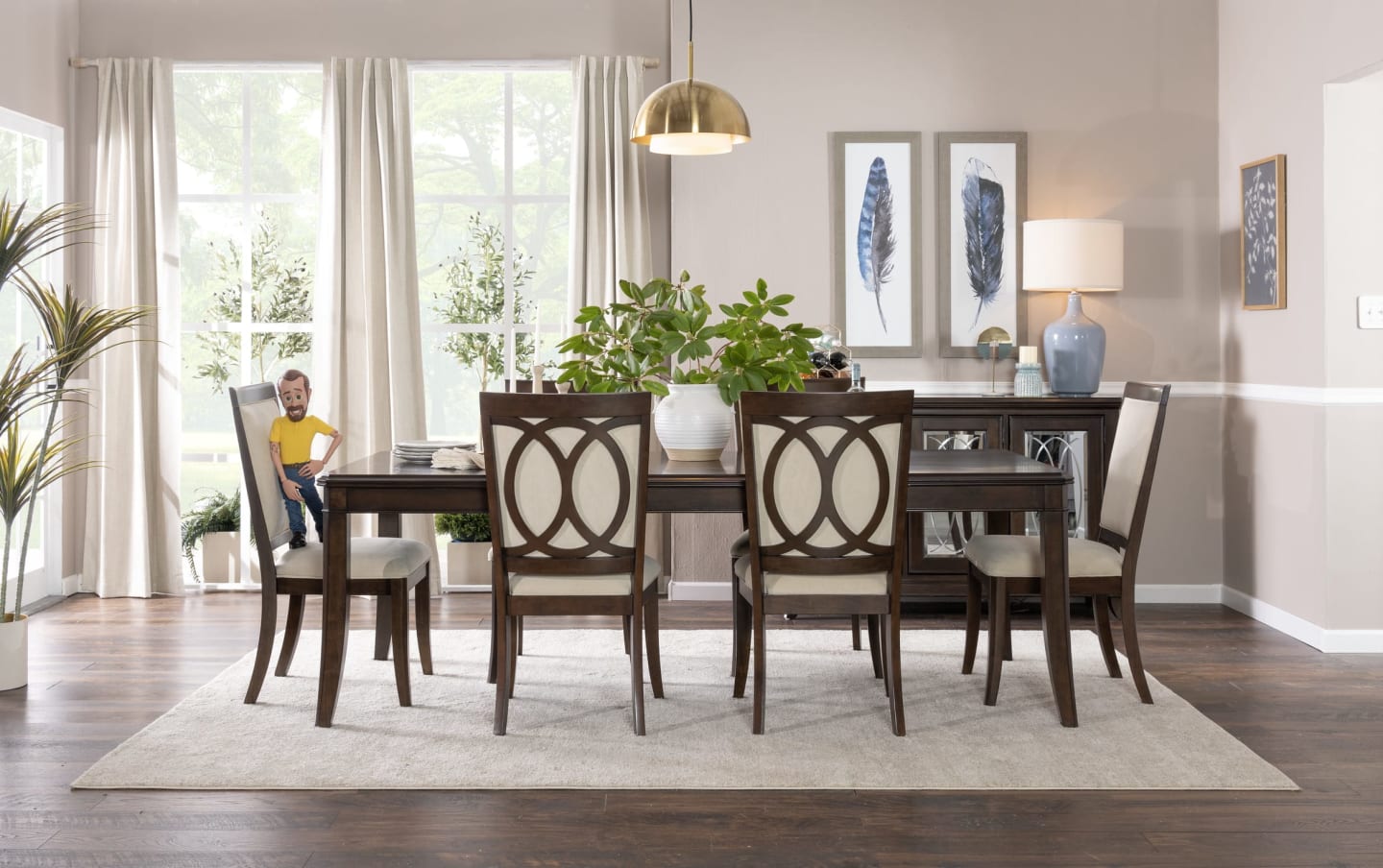 Coco II Cherry & Beige Panel Back Upholstered Dining Chair