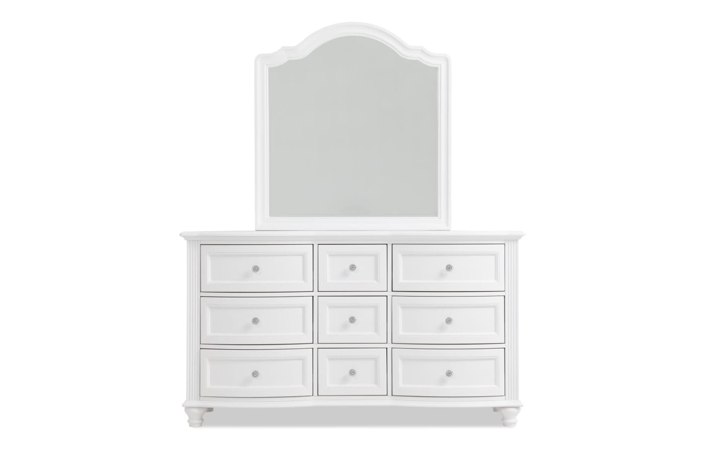 Elegant Madelyn White 9-Drawer Dresser & Mirror Set