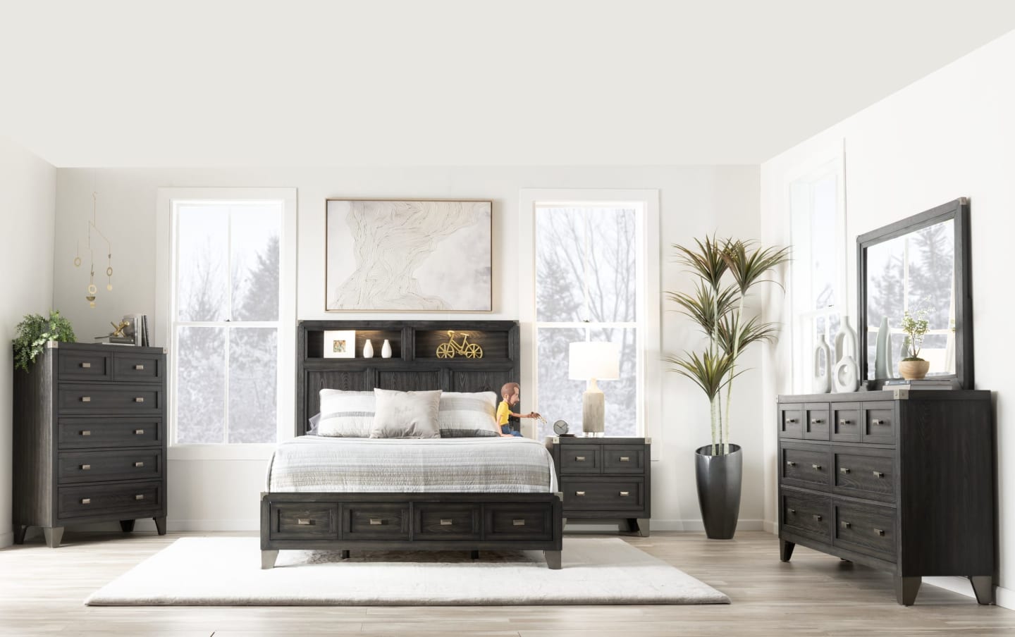 Wentworth 4 Piece Queen Gray Bookcase Storage Bedroom Set Wentworth 4 Piece Queen Gray Bookcase Storage Bedroom Set