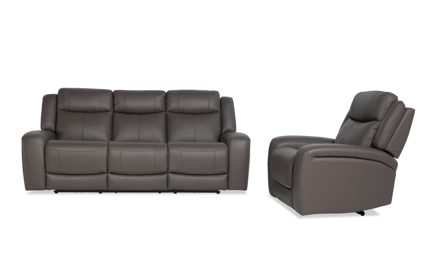 Verona Gray Leather 90'' Power Reclining Sofa & Recliner Verona Gray Leather 90'' Power Reclining Sofa & Recliner