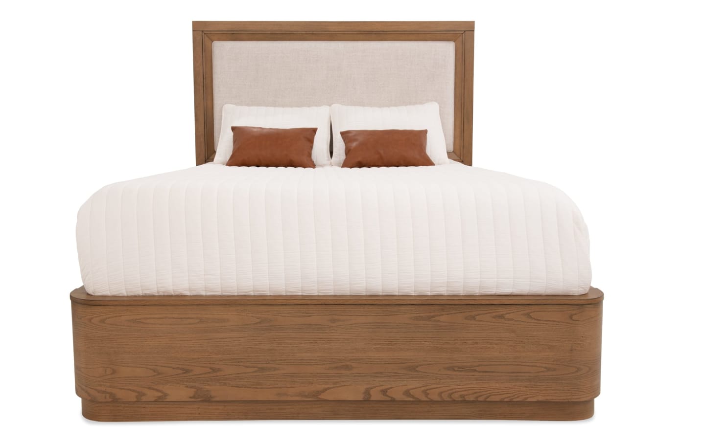 Brentwood King Light Oak & White Upholstered Platform Bed
