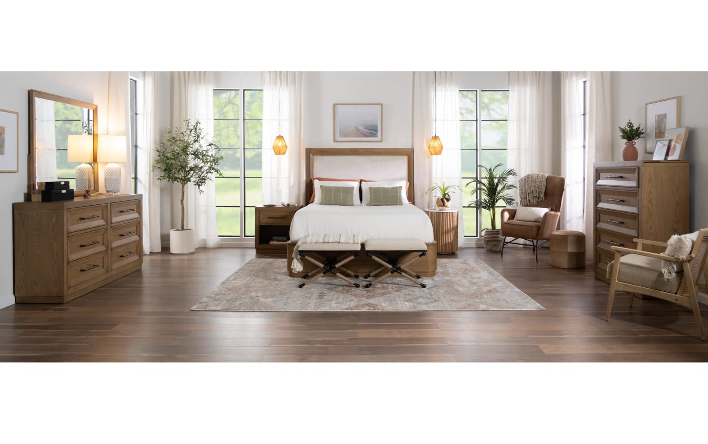 Brentwood 5 Piece Queen Light Oak Platform Bedroom Set
