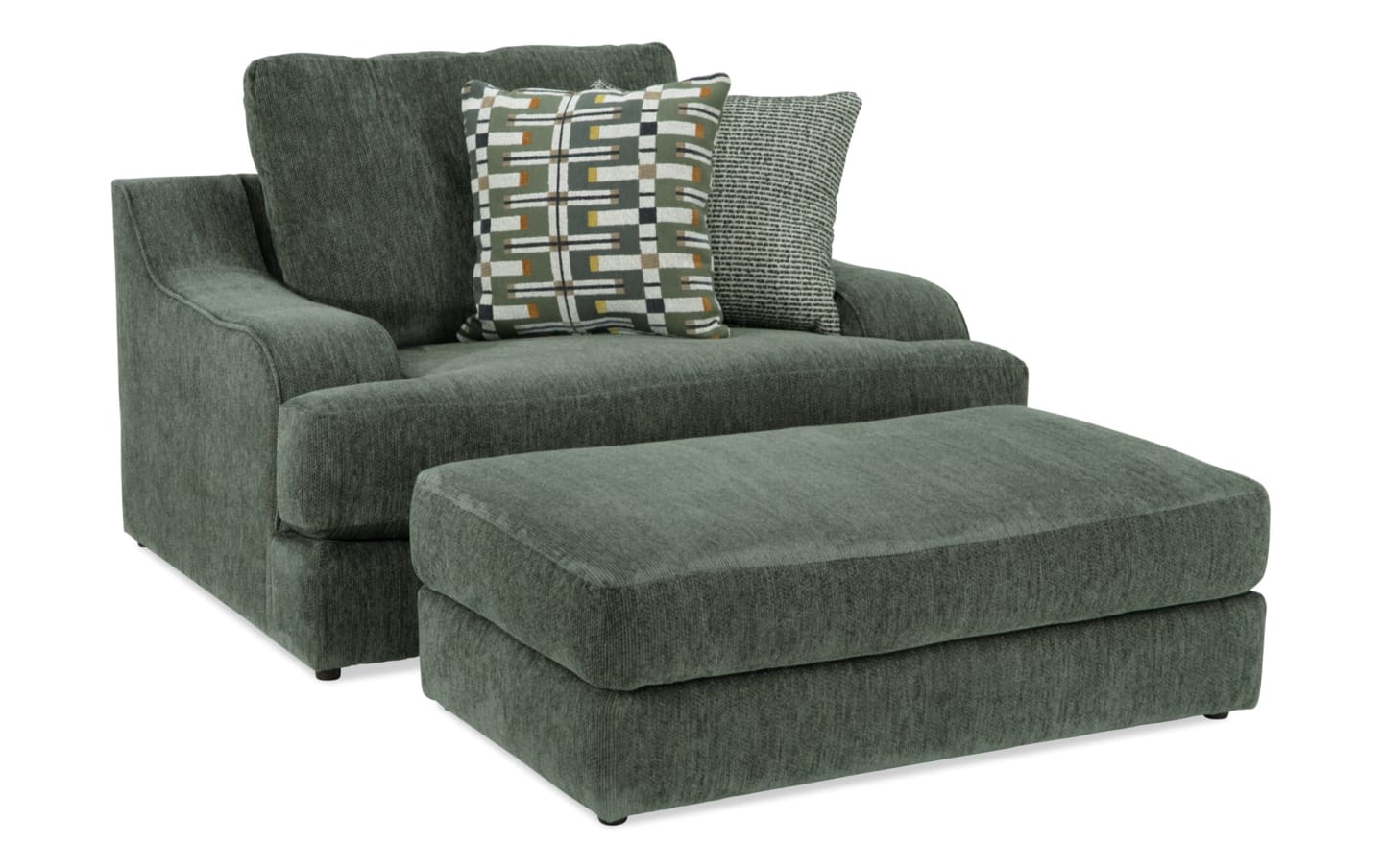Forest Green Chair & Ottoman | Bob's Discount Furniture