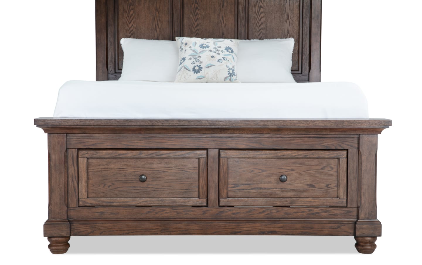 Portland 4 Piece Queen Brown Storage Panel Bedroom Set