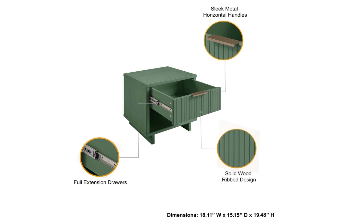 Ascias Green Nightstand with Drawer | Bob's Discount