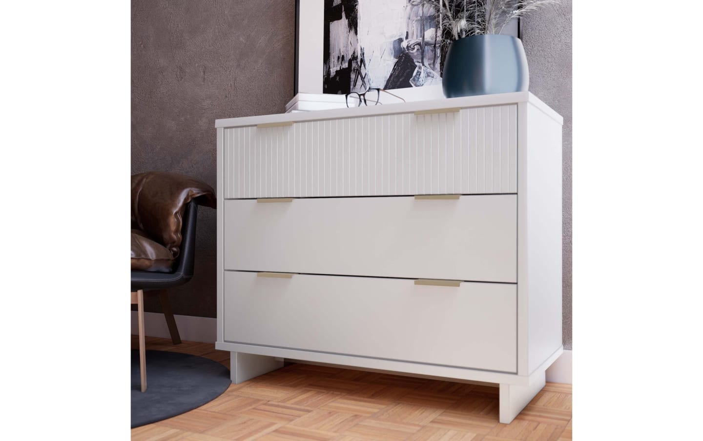 Ascias White 3 Drawer Dresser | Bob's Discount Furniture