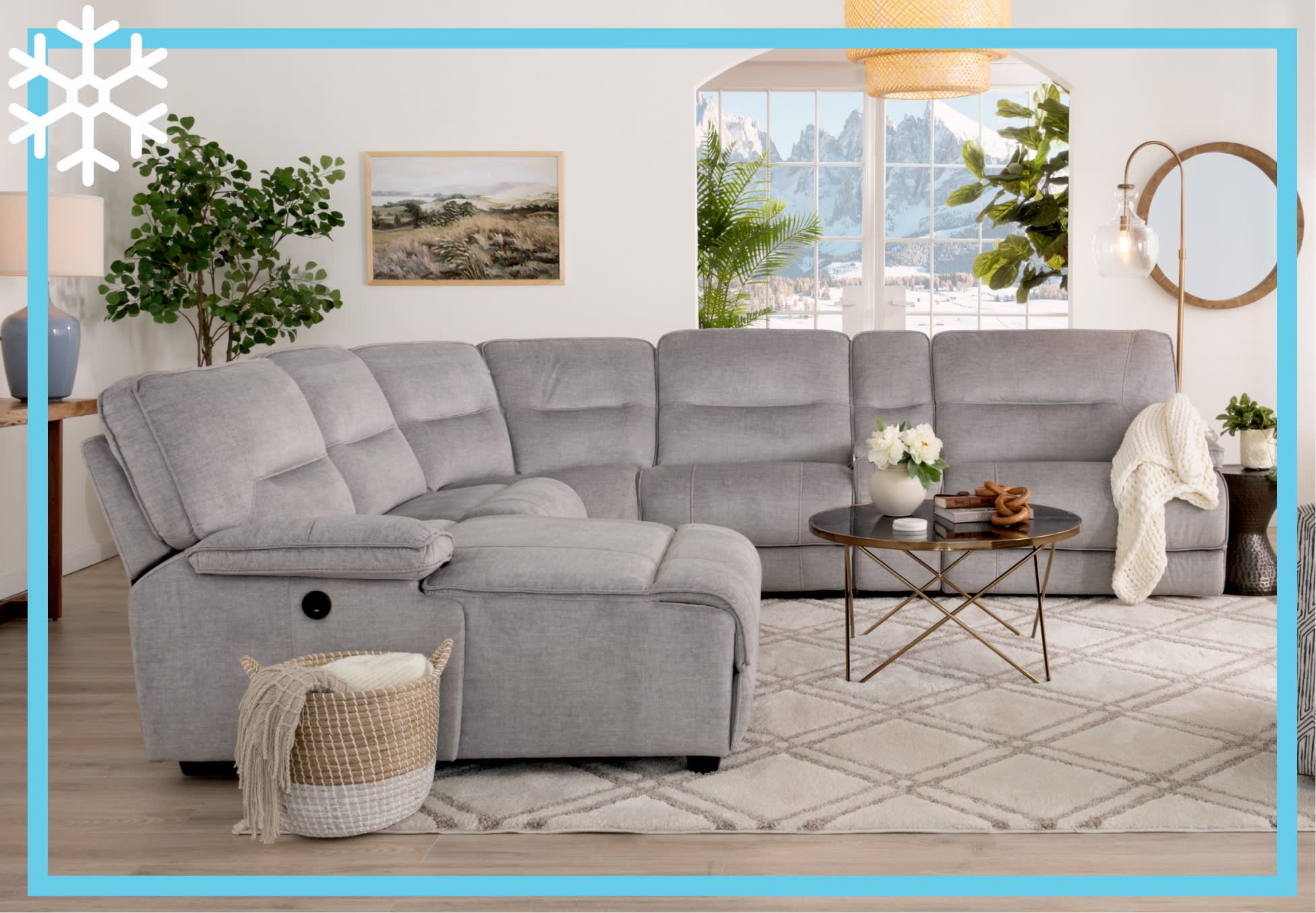 Gray reclining sectional