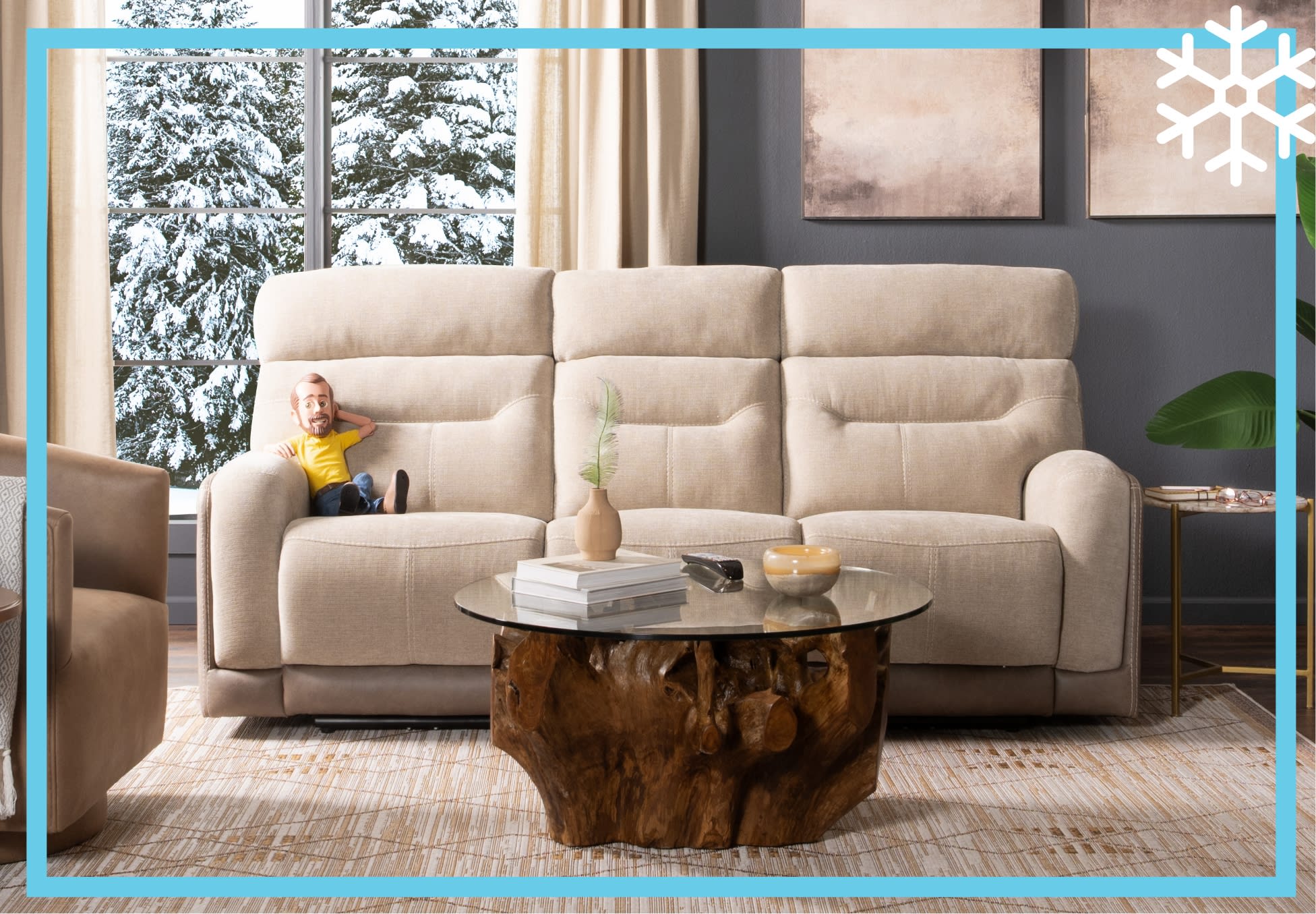 Beige reclining sofa