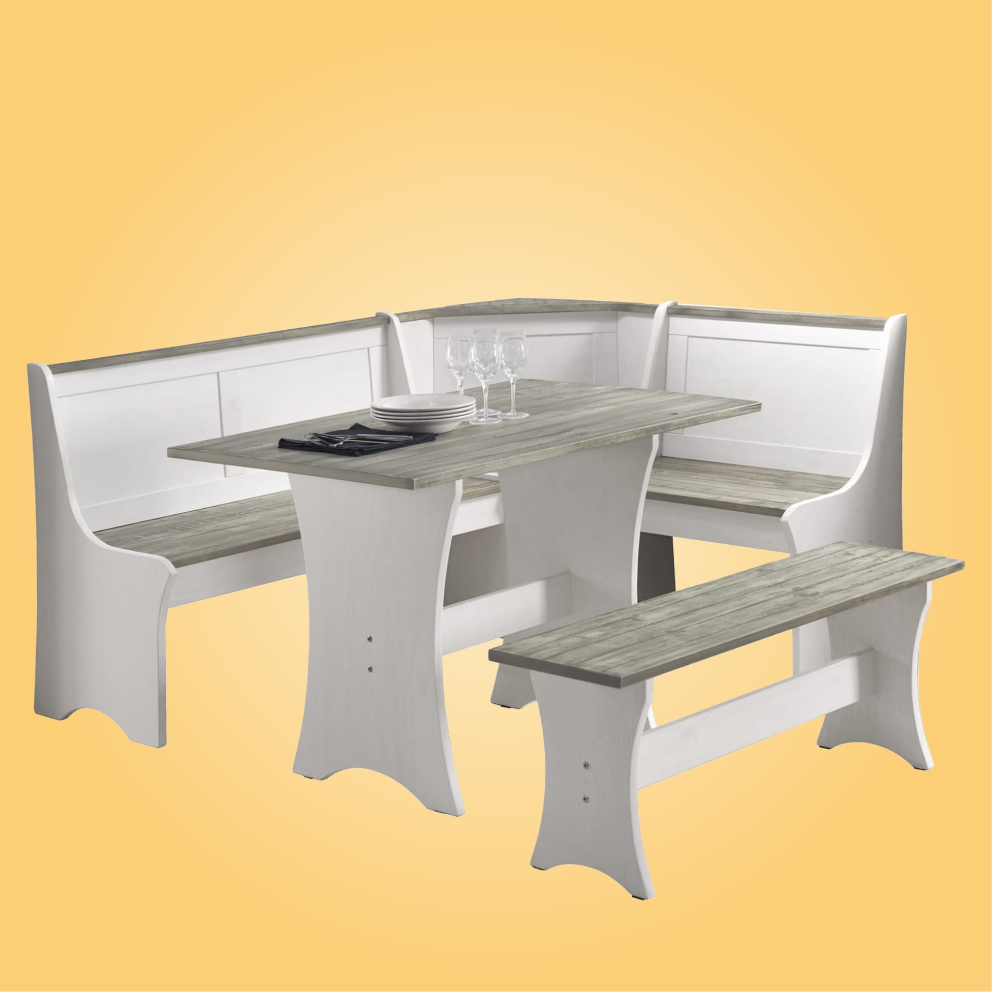 White and gray dining nook set