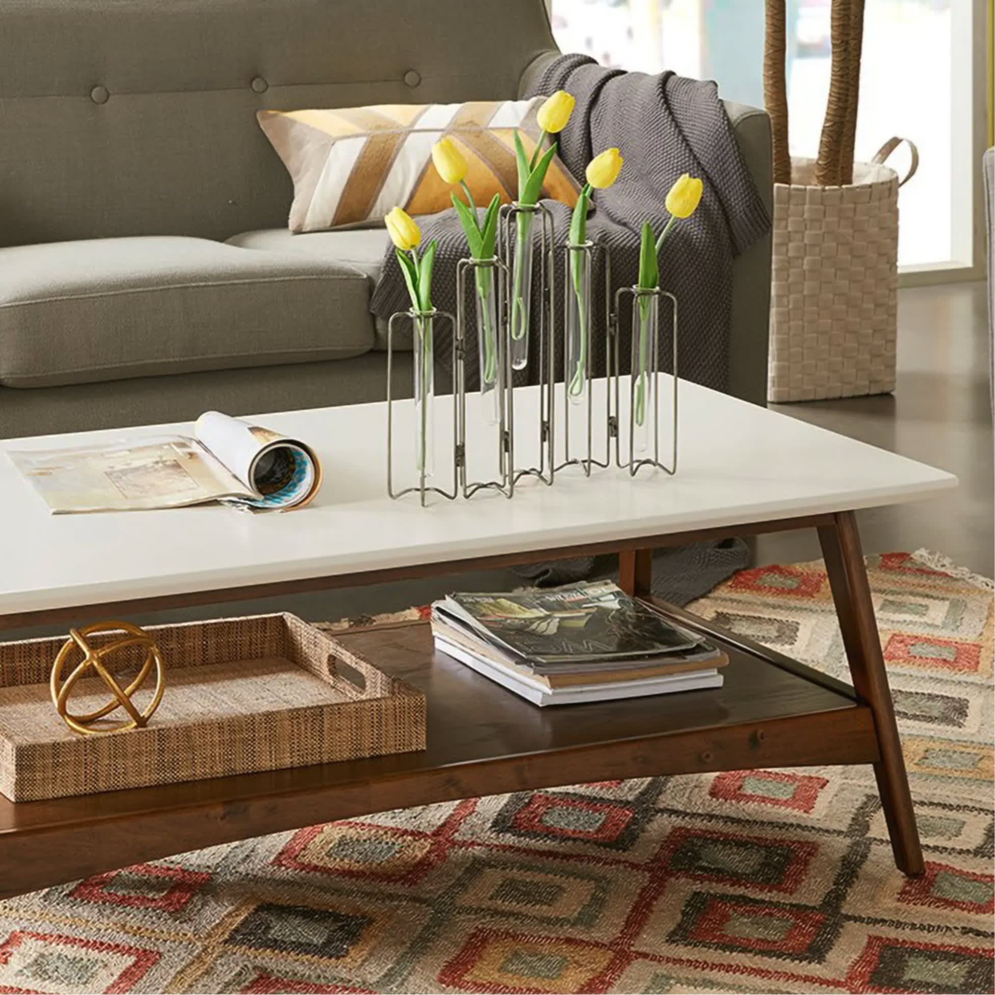 White and brown coffee table