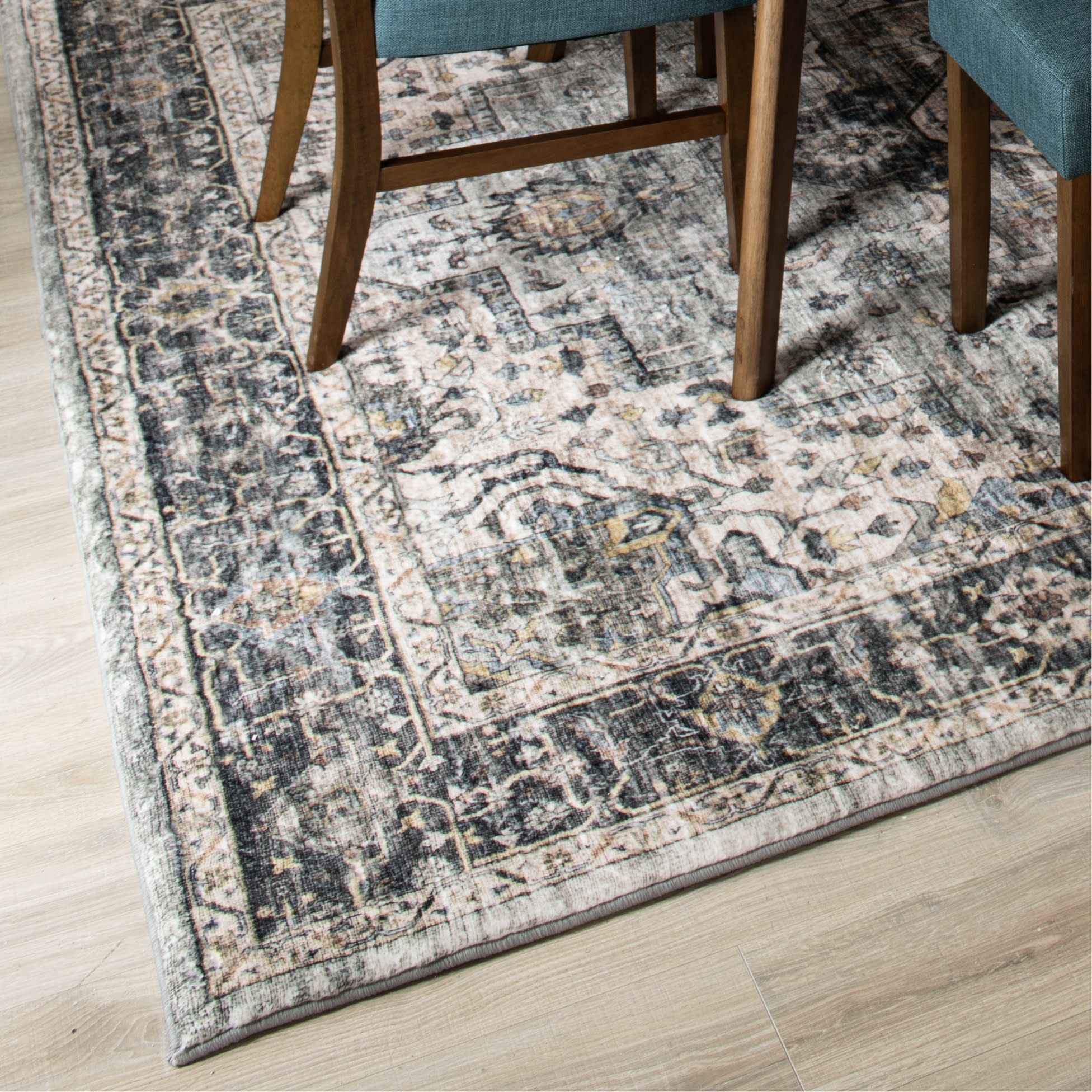 Gray and beige oriental rug