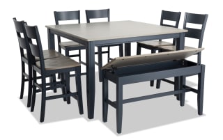 Blake 8 Piece Graphite & Gray Extendable Counter Height Dining Set with ...