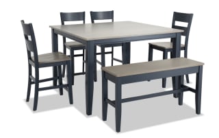 Blake 6 Piece Graphite & Gray Extendable Counter Height Dining Set with ...