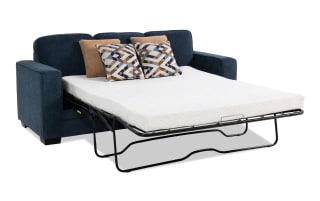 Homeworks Navy 83'' Sleeper Sofa with Queen Gel Mattress & 2 Accent ...