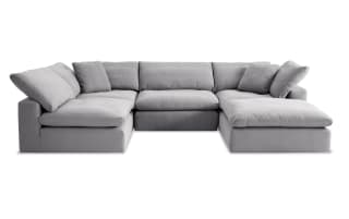 Dream Gray 131'' 5 Piece Modular Sectional with 2 Armless Chairs, 2 Corners, 1 Ottoman | Bob's Discount Furniture & Mattress Store