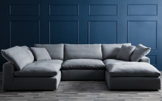 Dream Gray 131'' 5 Piece Modular Sectional with 2 Armless Chairs, 2 Corners, 1 Ottoman | Bob's Discount Furniture & Mattress Store