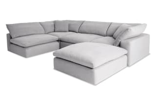 Dream Gray 131'' 5 Piece Modular Sectional with 2 Armless Chairs, 2 Corners, 1 Ottoman | Bob's Discount Furniture & Mattress Store