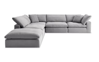 Dream Gray 131'' 5 Piece Modular Sectional with 2 Armless Chairs, 2 Corners, 1 Ottoman | Bob's Discount Furniture & Mattress Store