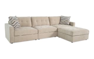 Modular Bob™ Beige 123'' 4 Piece Modular Sofa with 1 Armless Chair, 1 Left Arm Facing Chair, 1 Right Arm Facing Chair, 1 Storage Ottoman | Bob's Discount Furniture & Mattress Store