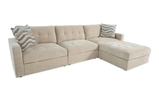 Modular Bob™ Beige 123'' 4 Piece Modular Sofa with 1 Armless Chair, 1 Left Arm Facing Chair, 1 Right Arm Facing Chair, 1 Storage Ottoman | Bob's Discount Furniture & Mattress Store