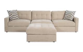 Modular Bob™ Beige 123'' 4 Piece Modular Sofa with 1 Armless Chair, 1 Left Arm Facing Chair, 1 Right Arm Facing Chair, 1 Storage Ottoman | Bob's Discount Furniture & Mattress Store