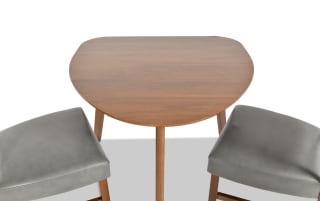 Bettie 3 Piece Walnut & Charcoal Faux Leather Upholstered Triangle ...