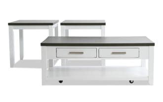 Blake White & Gray Storage Coffee & 2 End Table Set