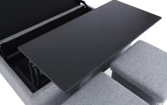 Playday Gray Upholstered Lift-Top Tray Table Ottoman