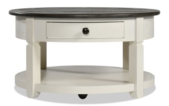Laurel White & Gray Round Storage Coffee Table