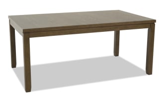 Rectangular wooden dining table with a dark brown finish, sturdy straight legs, and a smooth flat top, suitable for indoor use.