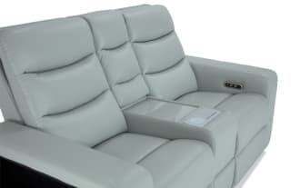 Galleria Silver 73'' Power Reclining Console Loveseat with Power Headrest