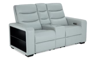 Galleria Silver 73'' Power Reclining Console Loveseat with Power Headrest