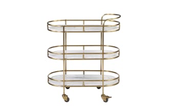 Claire Gold & Marble Oval Bar Cart