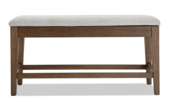 Brookline Brown & White Upholstered Counter Height Storage Dining Bench