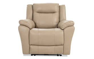 Frontier Taupe Leather Power Recliner with USB & USB-C  Ports