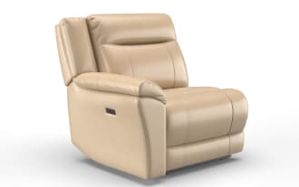 Frontier Taupe Leather Left Arm Facing Power Recliner with USB & USB-C Ports