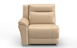 Frontier Taupe Leather Left Arm Facing Power Recliner with USB & USB-C Ports