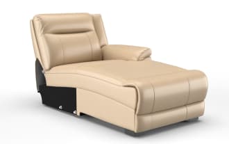 Frontier Taupe Leather Right Arm Facing Power Reclining Chaise