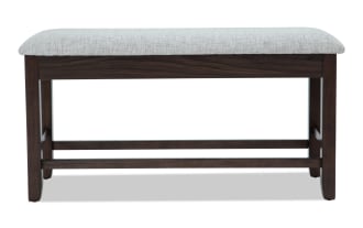 Homeworks Dark Brown & Gray Upholstered Counter Height Storage Dining Bench