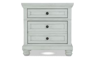 Portland White 2 Drawer Nightstand with Hidden Storage